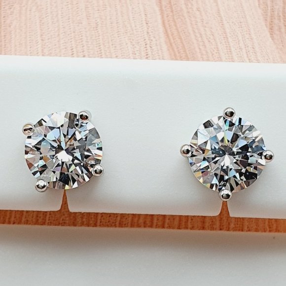 7MM S925 Sterling Silver CZ Stud Earrings for Women/Girl, US19251017 - Picture 2 of 14